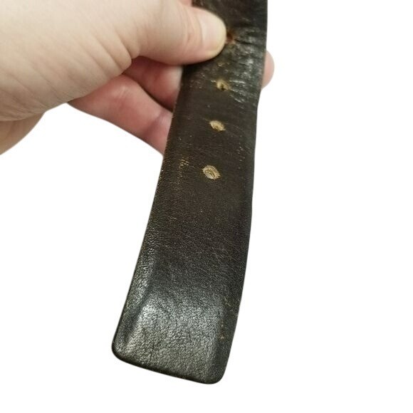 Vintage Lejon Glove Leather Belt Size 36 Brown Gold Buckle Square Pin Closure