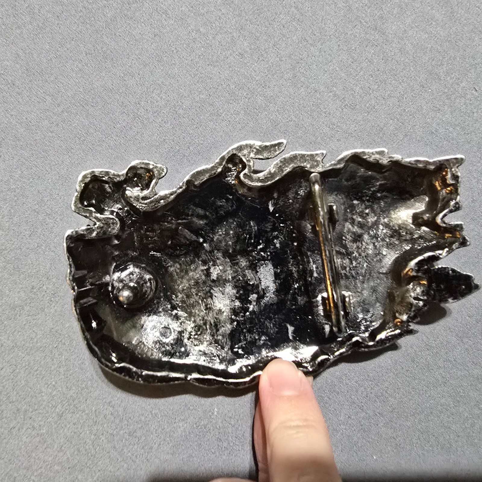 Guitar Skull Flame Belt Buckle Mens Gunmetal Silver Rocker Biker Punk vintage