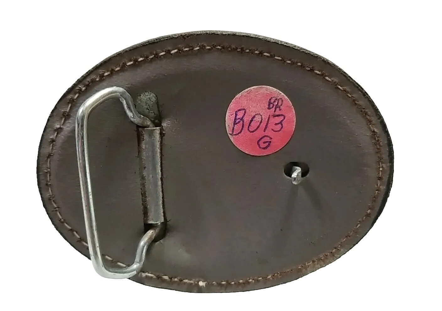 EAGLE Belt BUCKLE w/ GOLD BUCKSTITCHING Lg HANDMADE Brown LEATHER Western/Biker