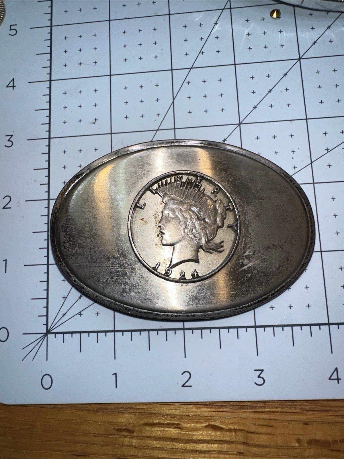 1924 Peace Silver Dollar Cutout Coin & Ornate Belt Buckle