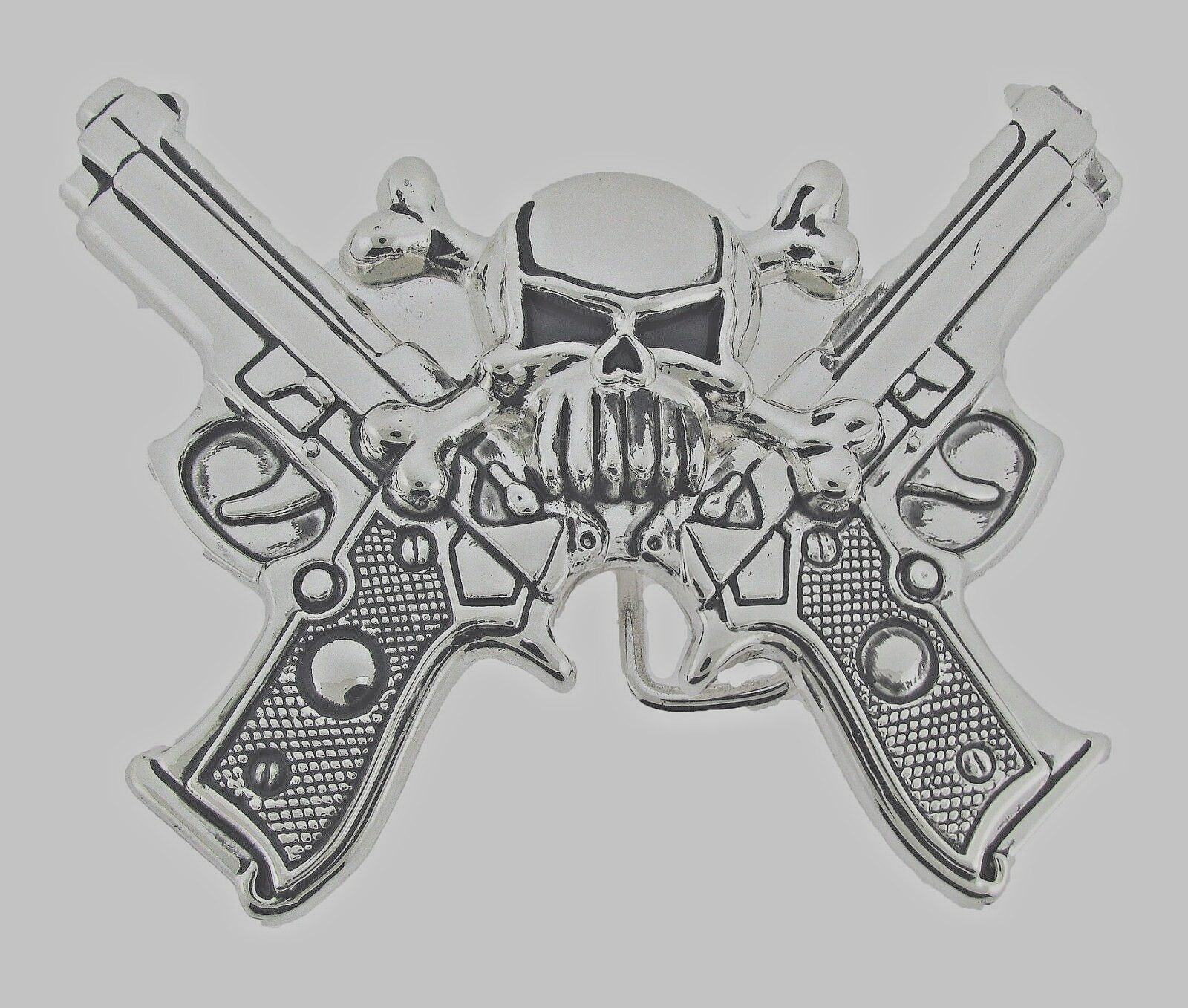 Skull Belt Buckles Gun Silver Metal Emblem Vintage Pirate Men Women Goth Tattoo