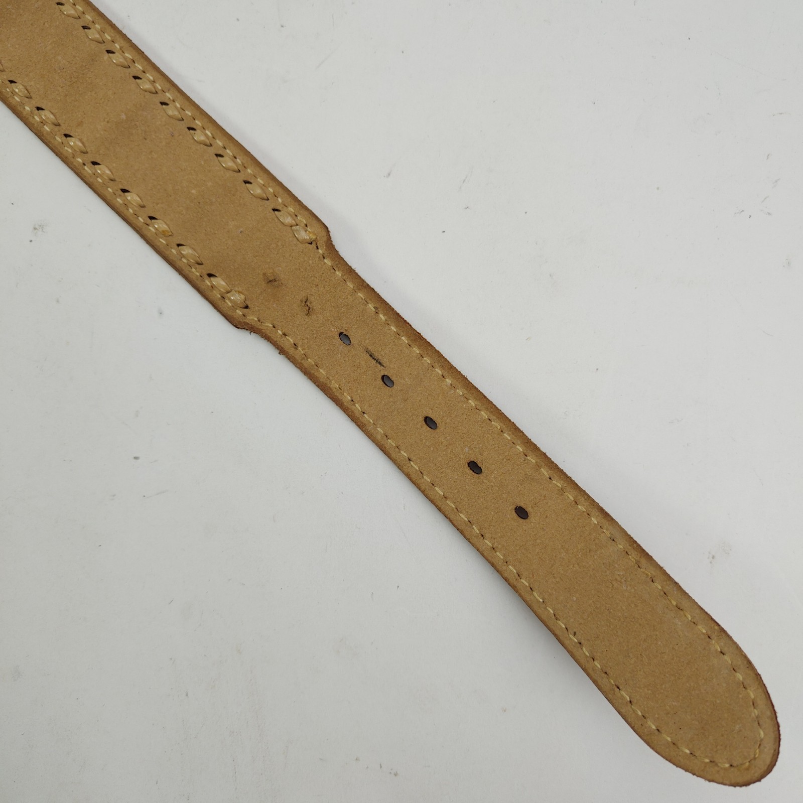 Vintage Tooled Western Leather Name Belt Gary GWB Mother of Pearl Inlay Size 38&Prime;