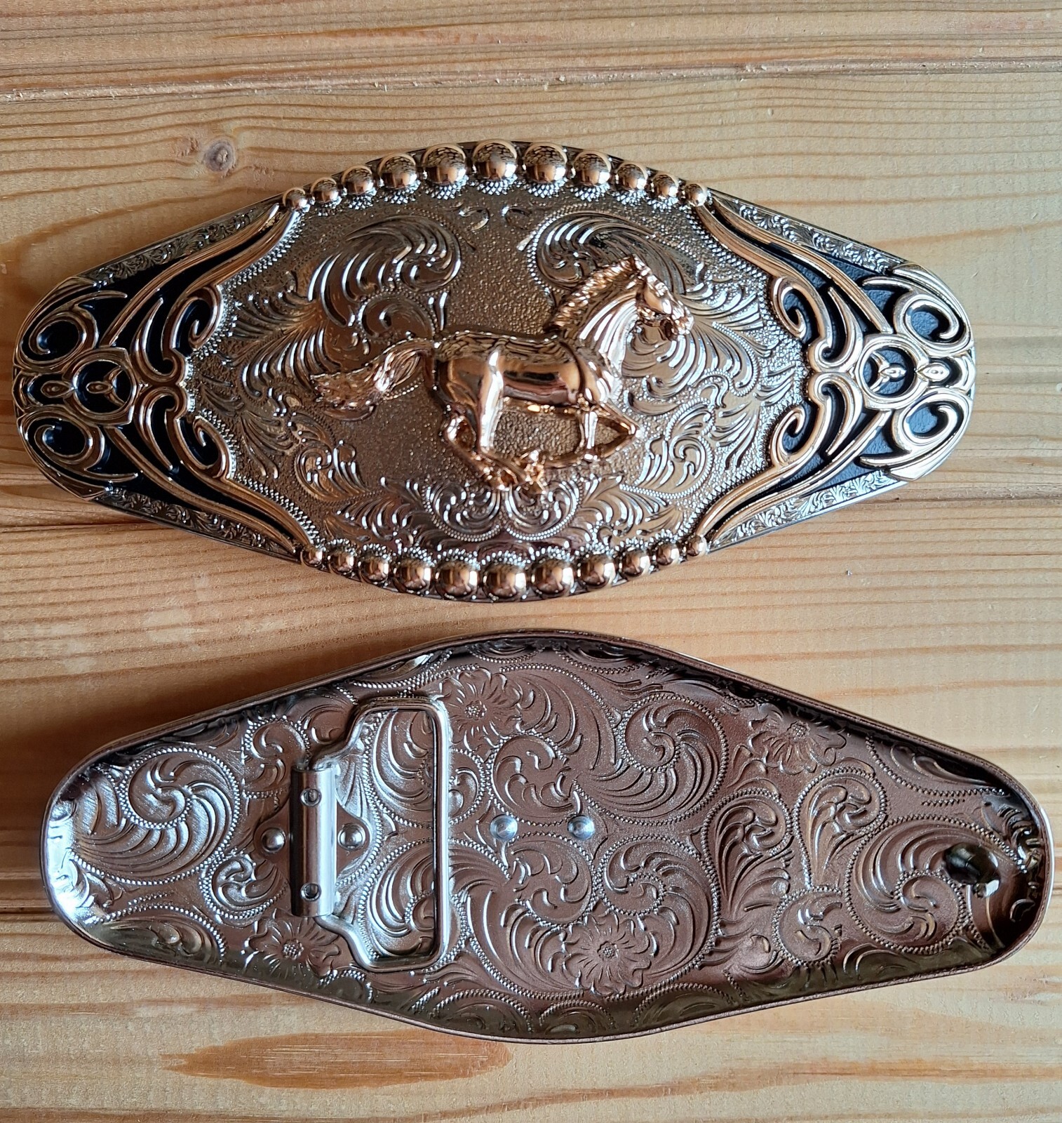 BIG Horse balls western silver & gold & black belt buckle (choice designs)