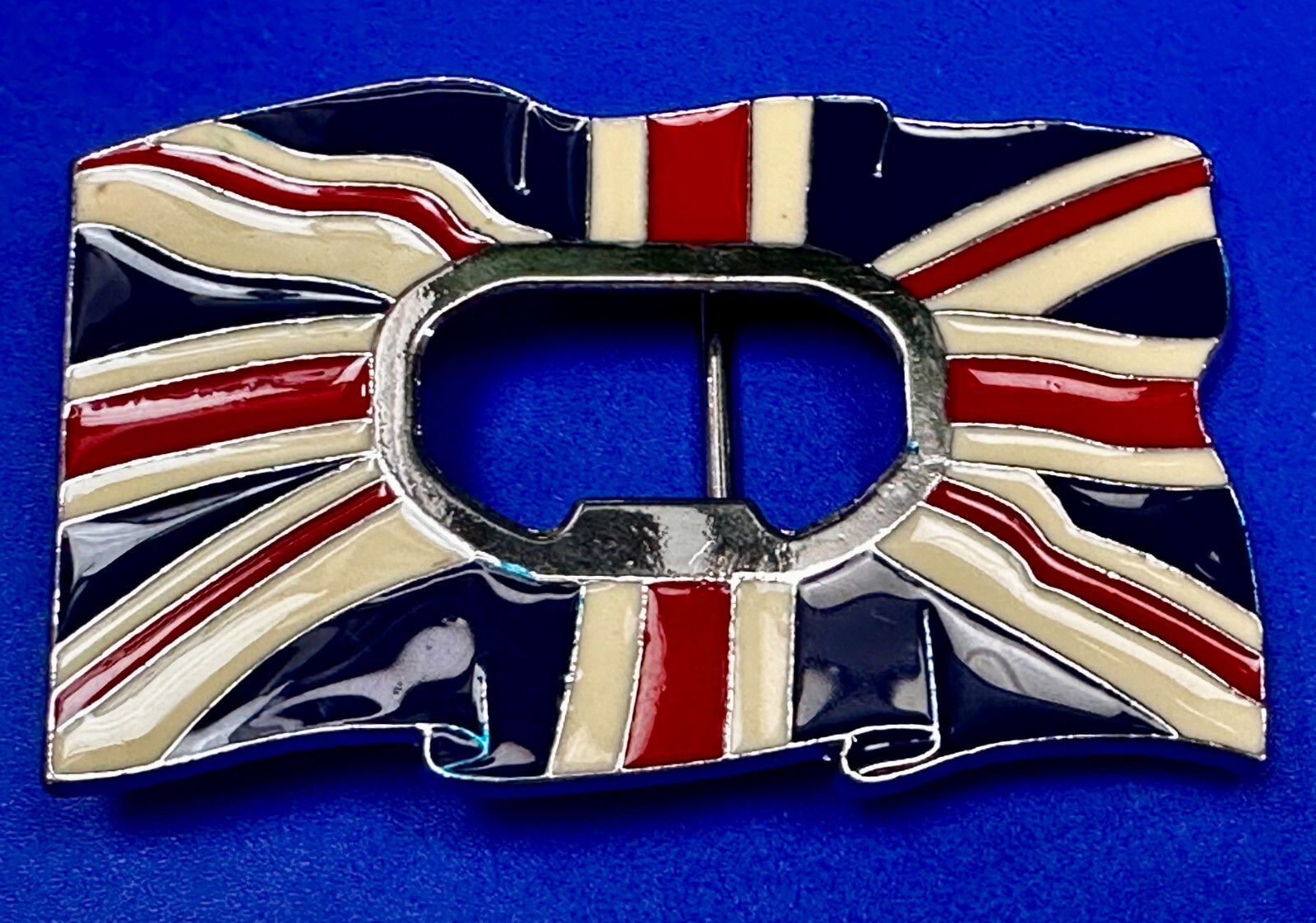 British UK Flag Union Jack Enameled Silver Tone Belt Buckle with Bottle Opener