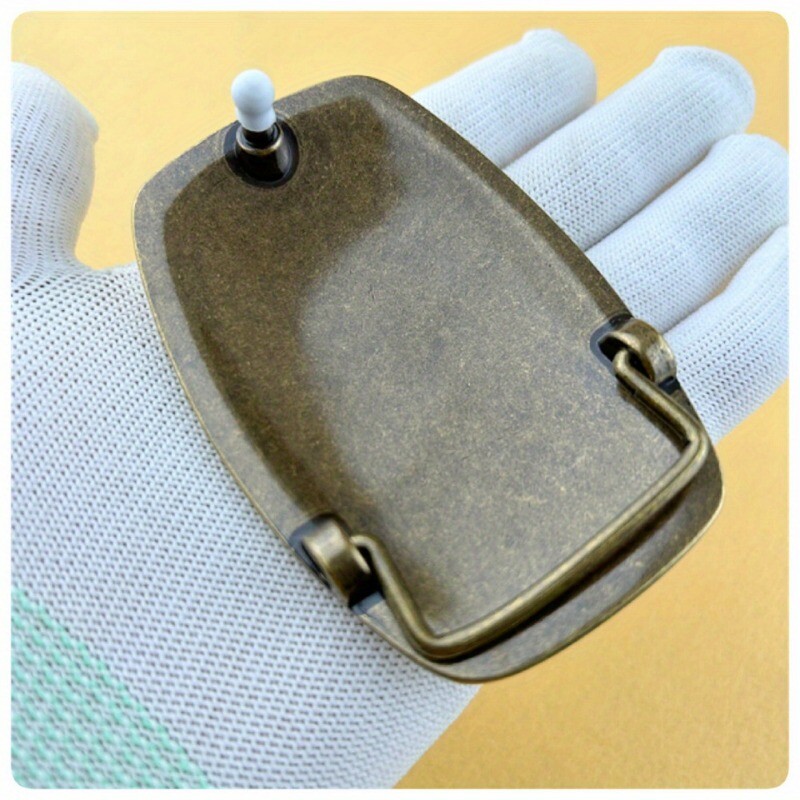 1pc Heavy-duty Solid Brass Belt Buckle 3.5 X 2 Inches Retro Woven Pattern Design