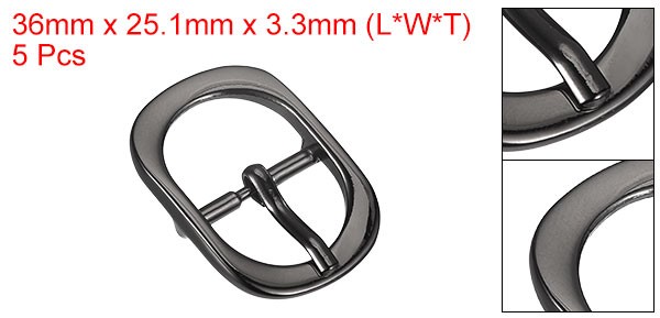 5Pcs 0.75&Prime; Single Prong Belt Buckle Oval Center Bar Buckles for Belt, Black