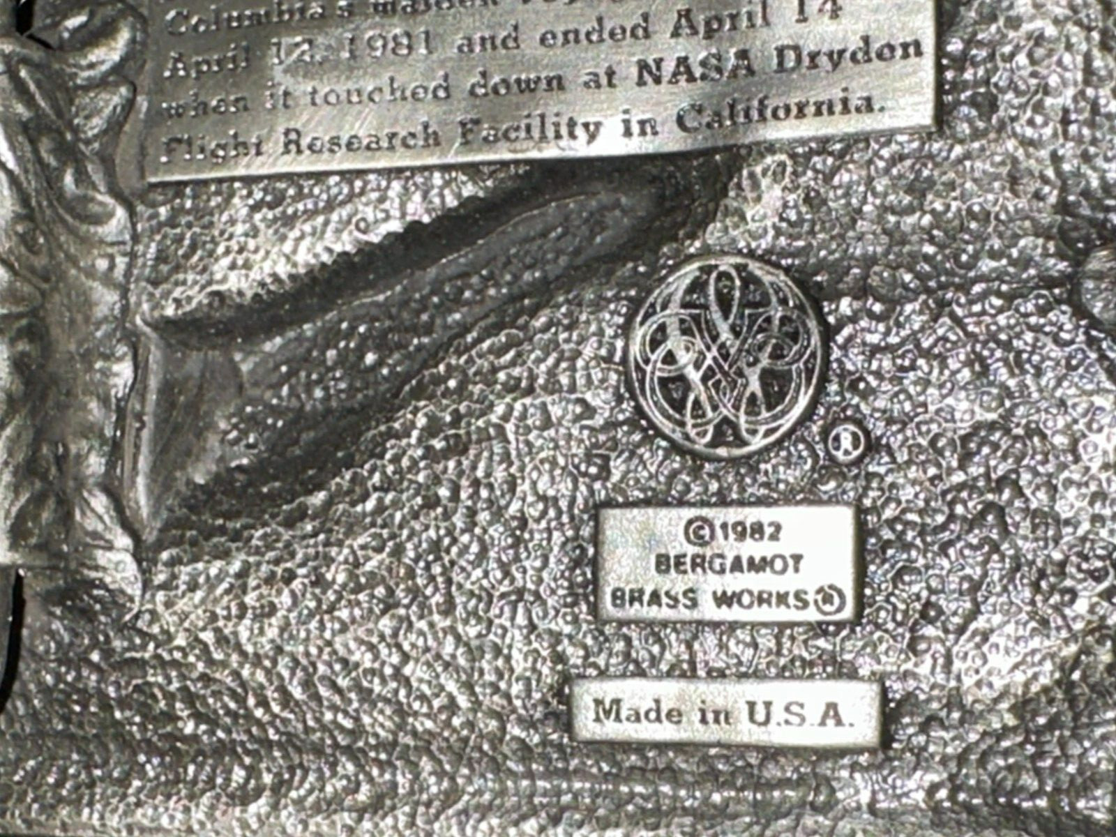 1982 The Space Shuttle Columbia NASA Flight Belt Buckle Bergamot Brass Works