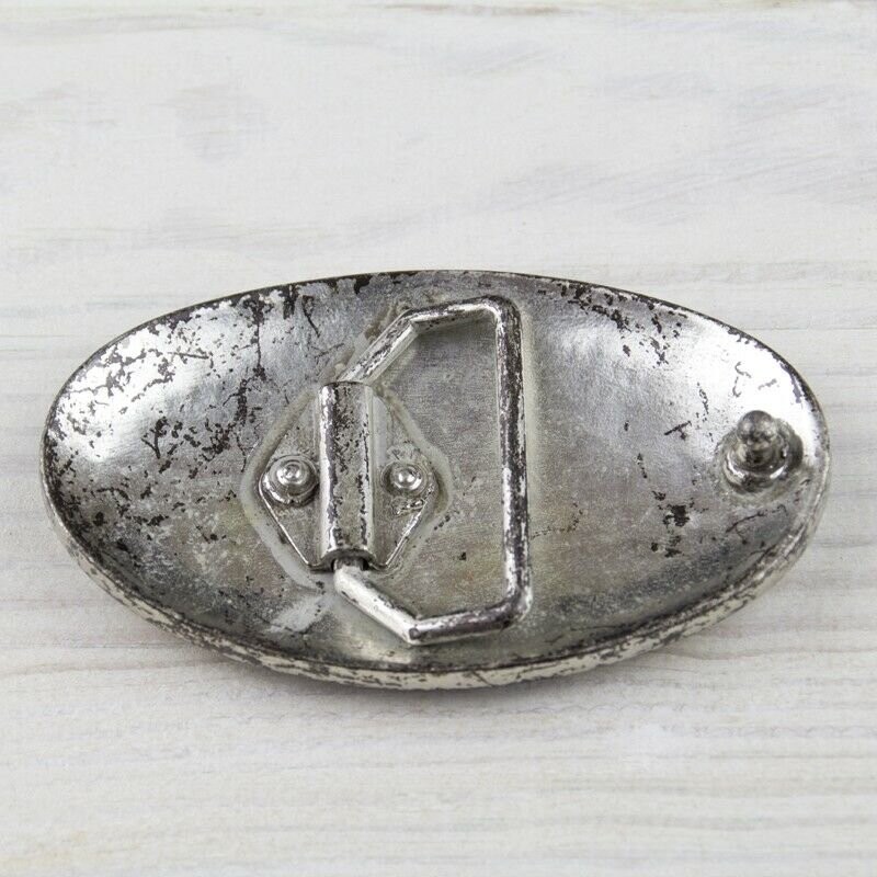 Vintage Style Metal Geometric Print Oval Belt Buckle