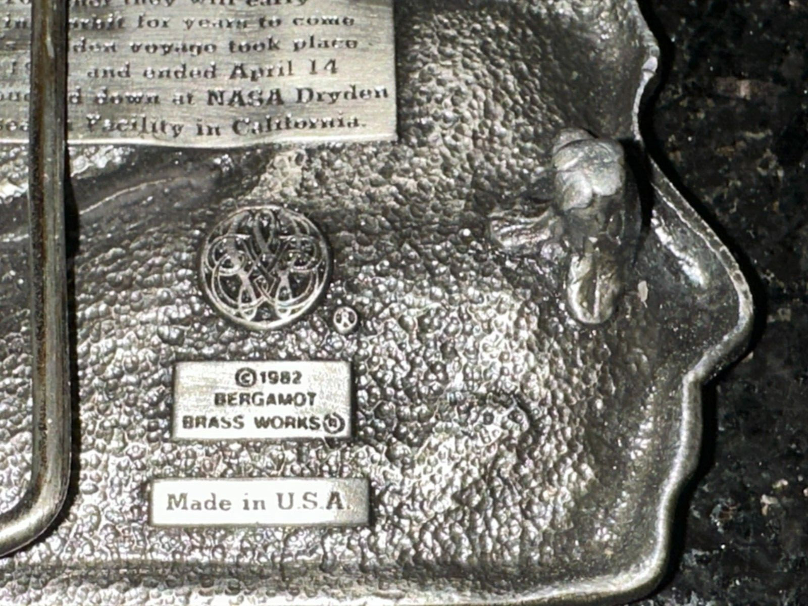 1982 The Space Shuttle Columbia NASA Flight Belt Buckle Bergamot Brass Works
