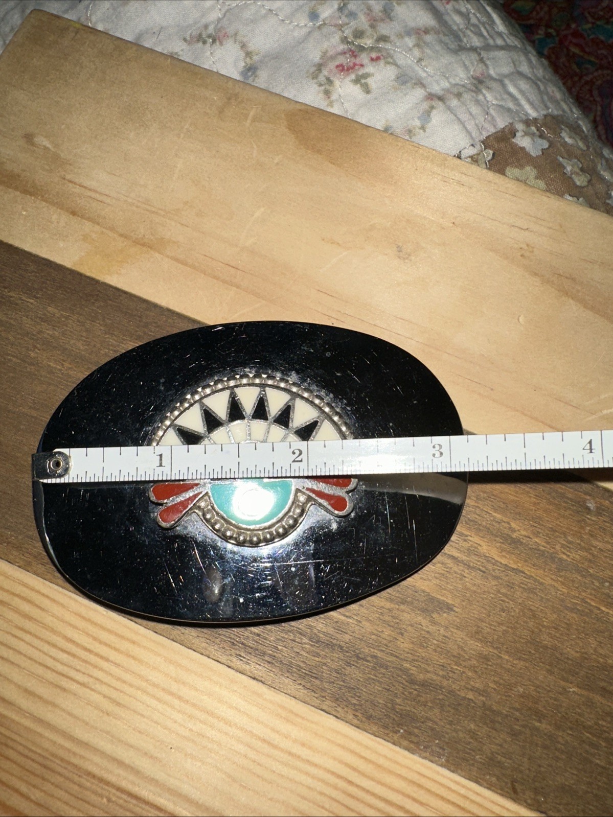Unisex Belt Buckle Enamel Sun Face Vintage Southwestern Style Oval (HTR)