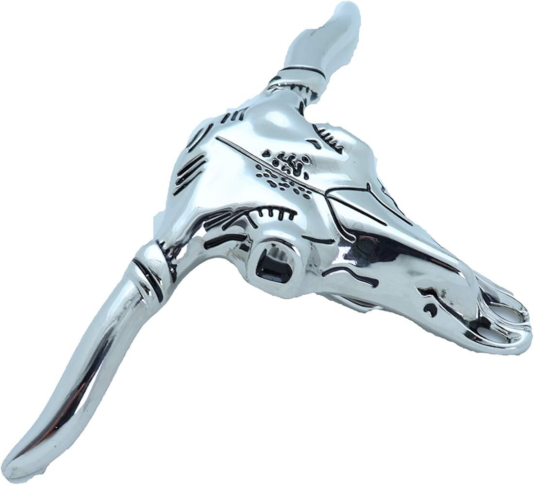 Bull Long Horn Blinged Out Western Silver Metal Belt Buckle Texas Rodeo