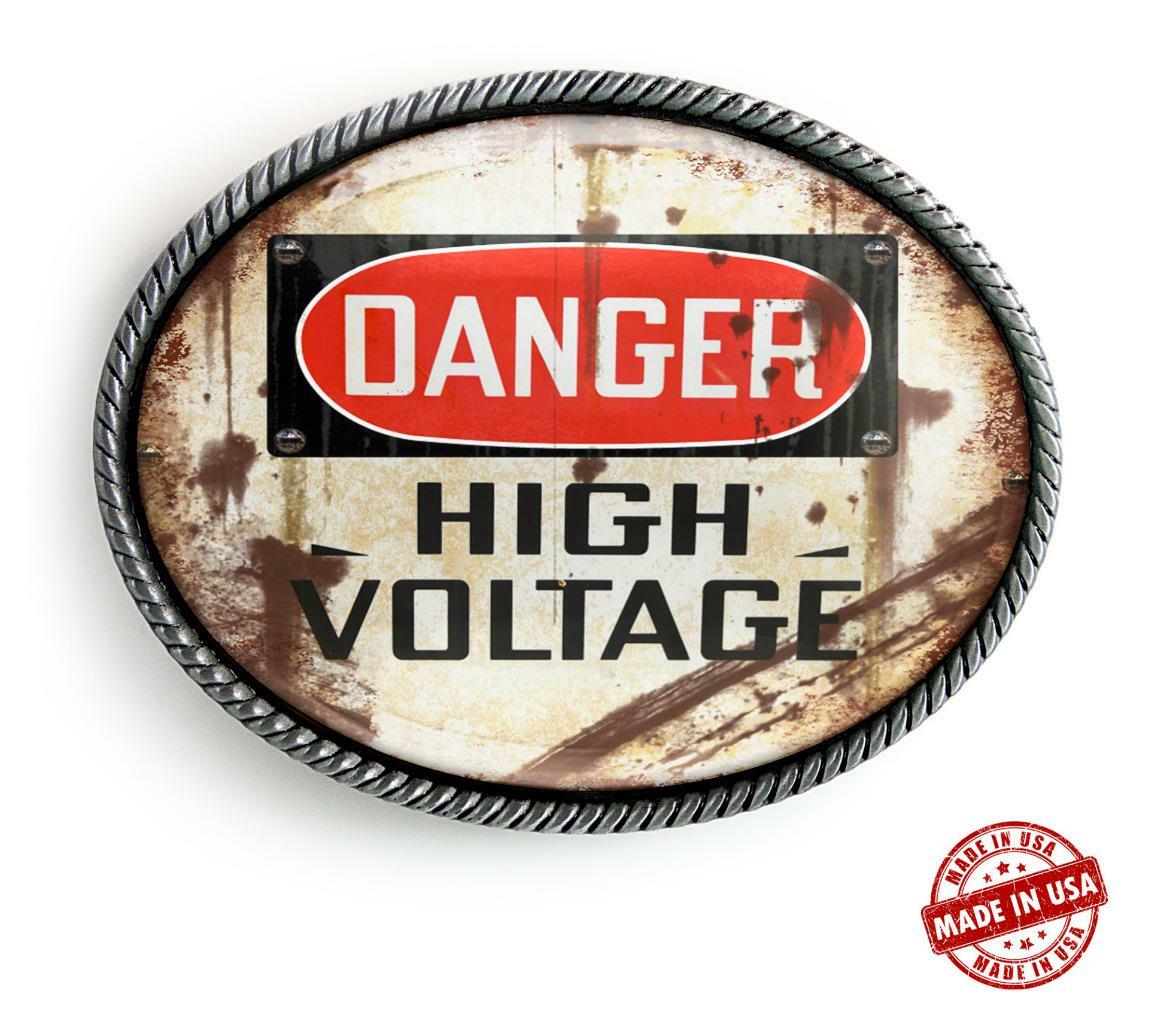 High Voltage Belt Buckle – Danger Grunge Handmade Artisan Buckle