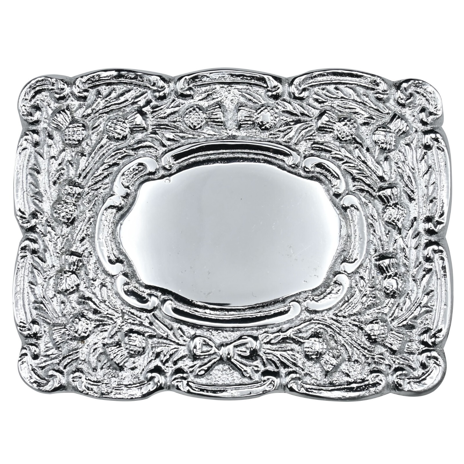 Scottish Traditional Thistle Round Platter Kilt Belt Silver Buckle Highland Wear