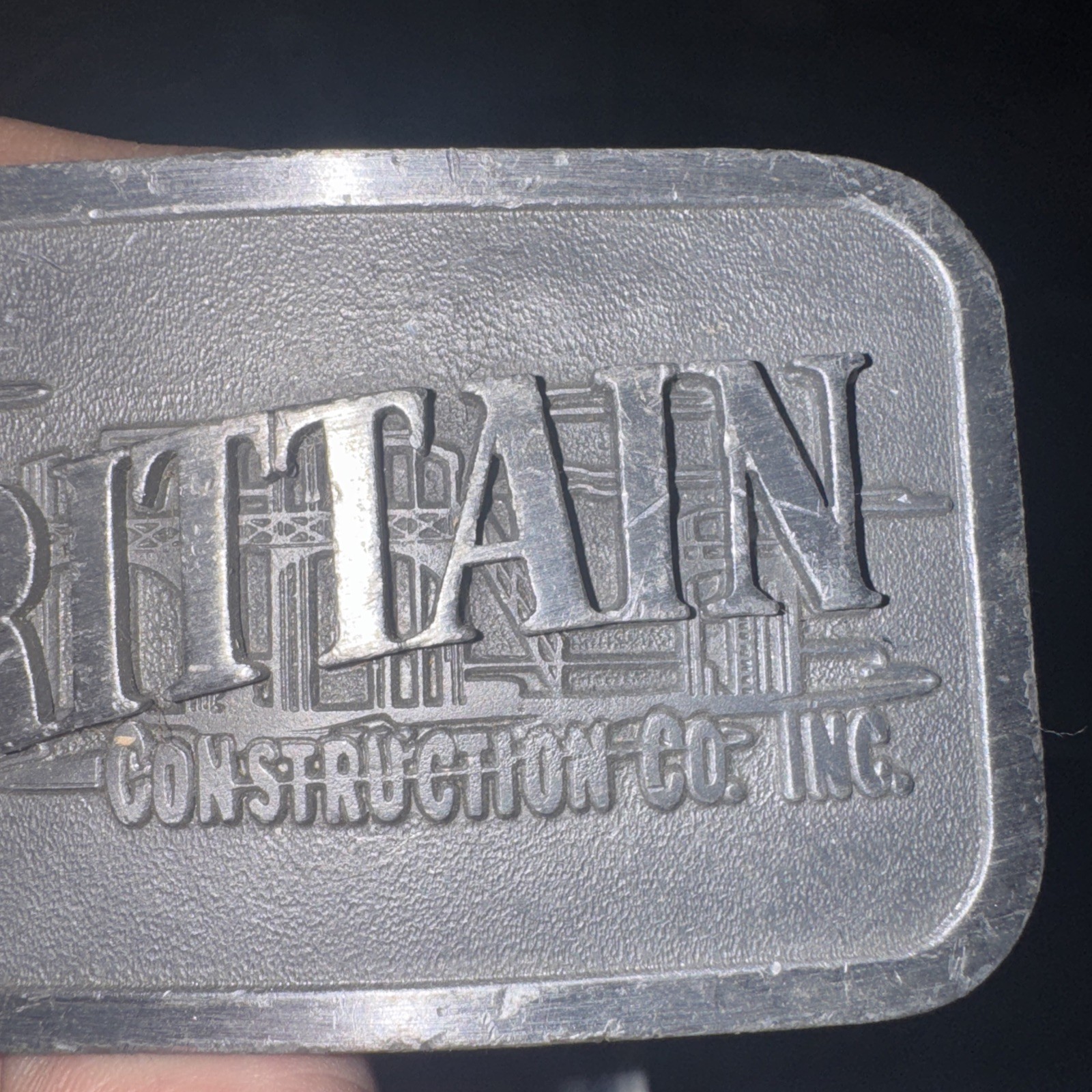 Brittain Construction Co Rare vintage Belt Buckle Limited Edition Embossed