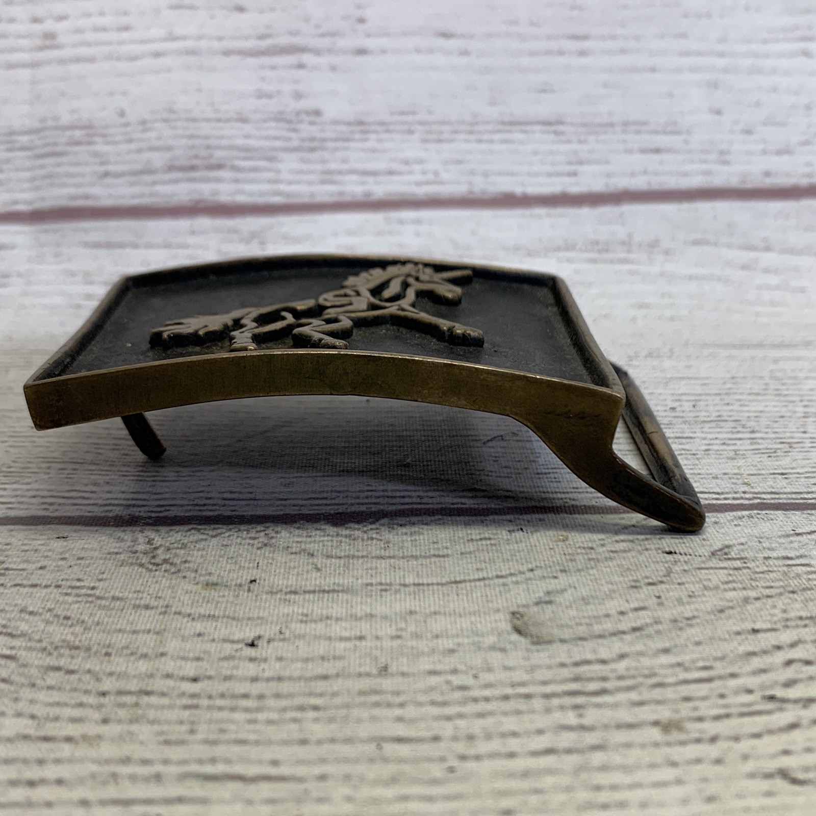 1980 J. Zerah Unicorn Handmade Solid Brass Belt Buckle Vintage Rare Horse