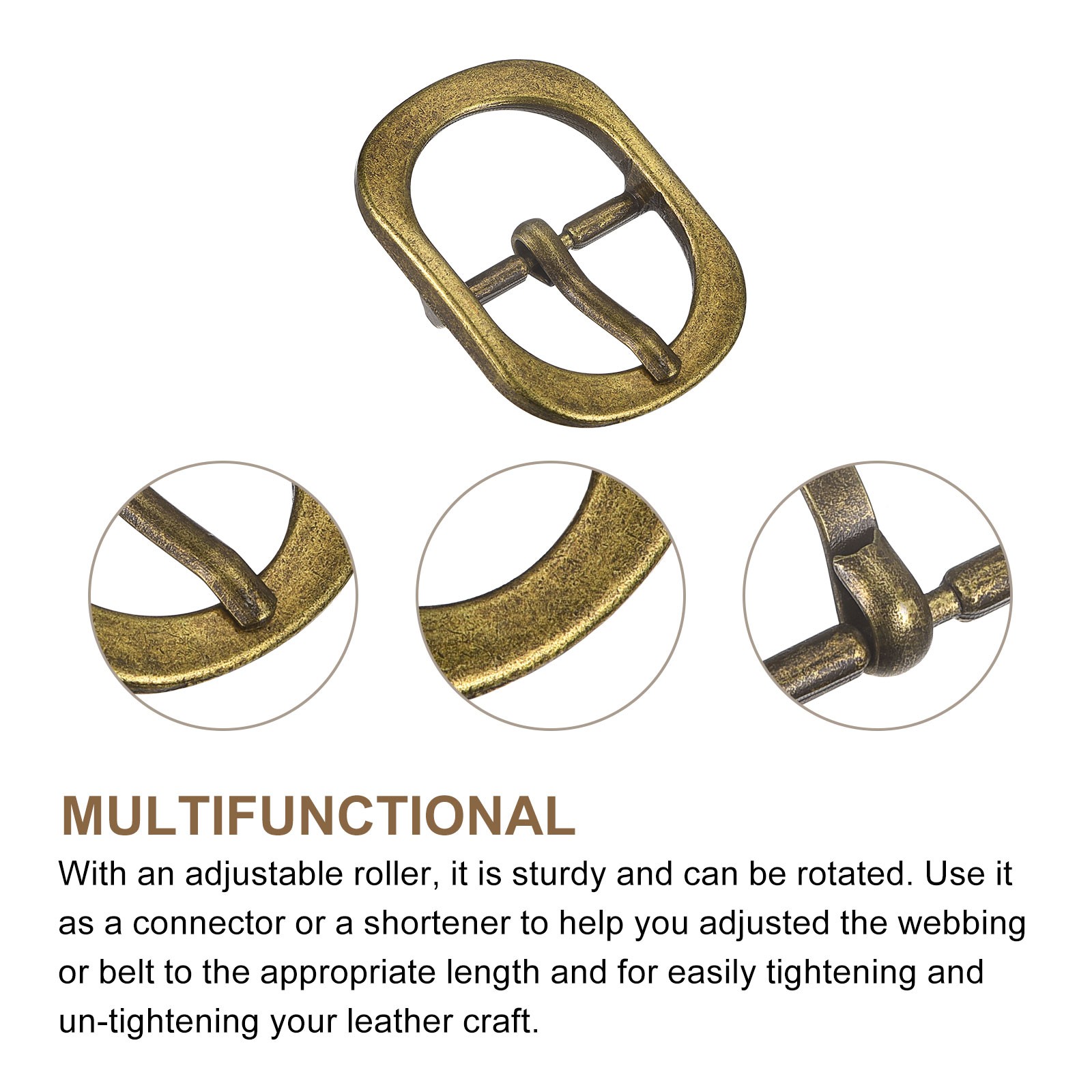 6Pcs 0.75&Prime; Single Prong Belt Buckle DIY Oval Center Bar Buckle Brass