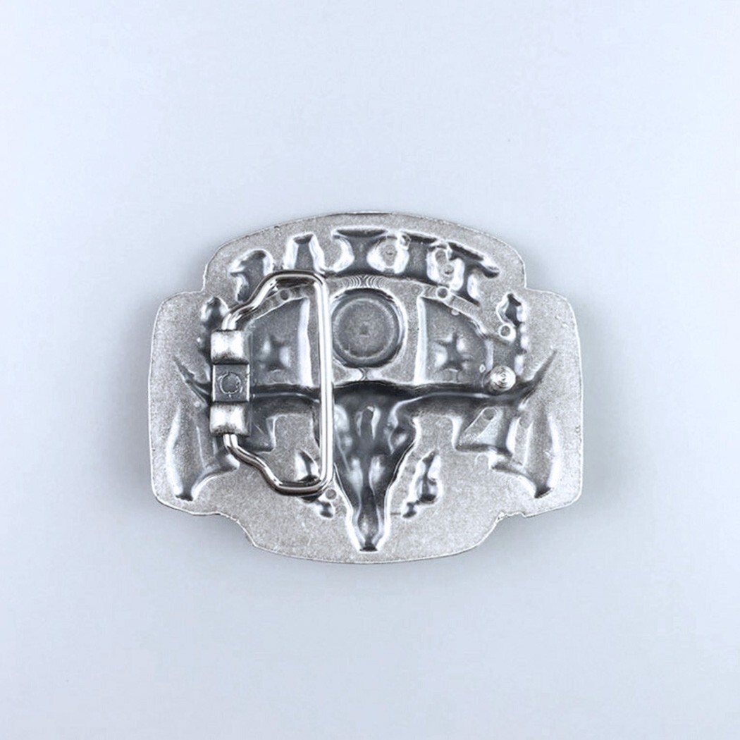 Vintage Silver Plated Longhorn Bull Flag Western Belt Buckle Boucle de Ceinture