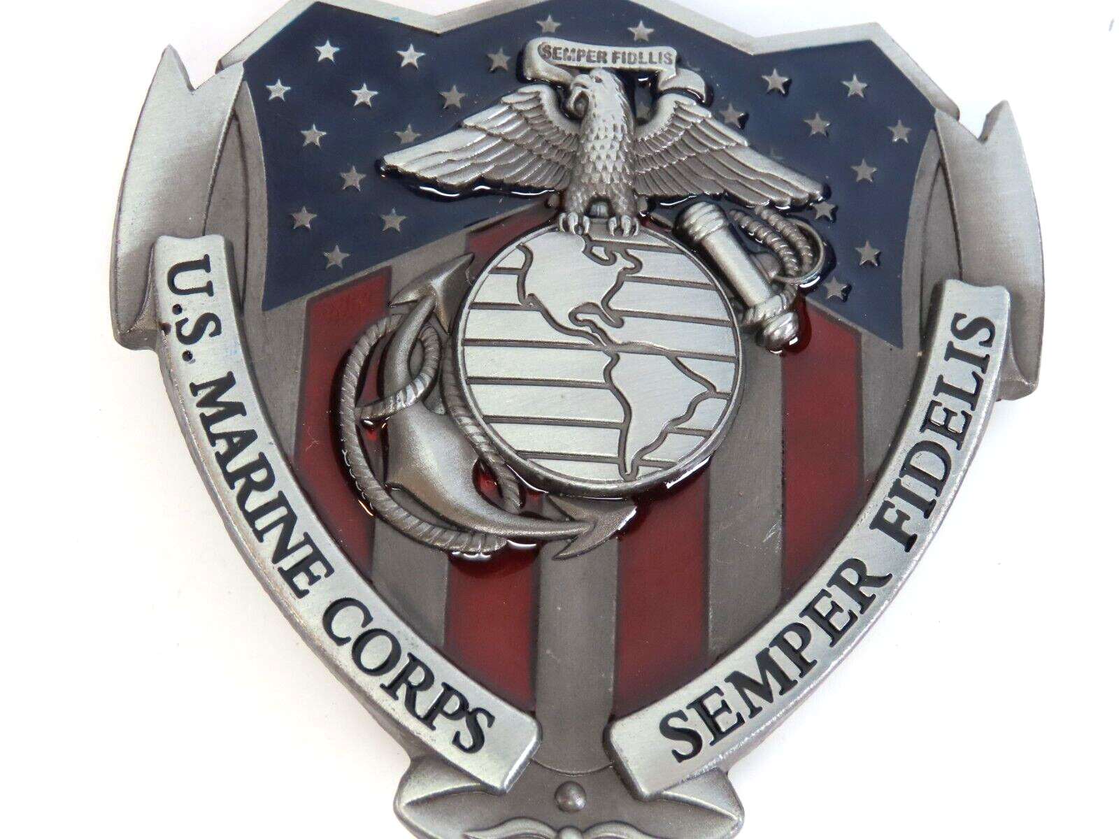 US Marine Corps Semper Fidelis Metal Enameled 3D Belt Buckle