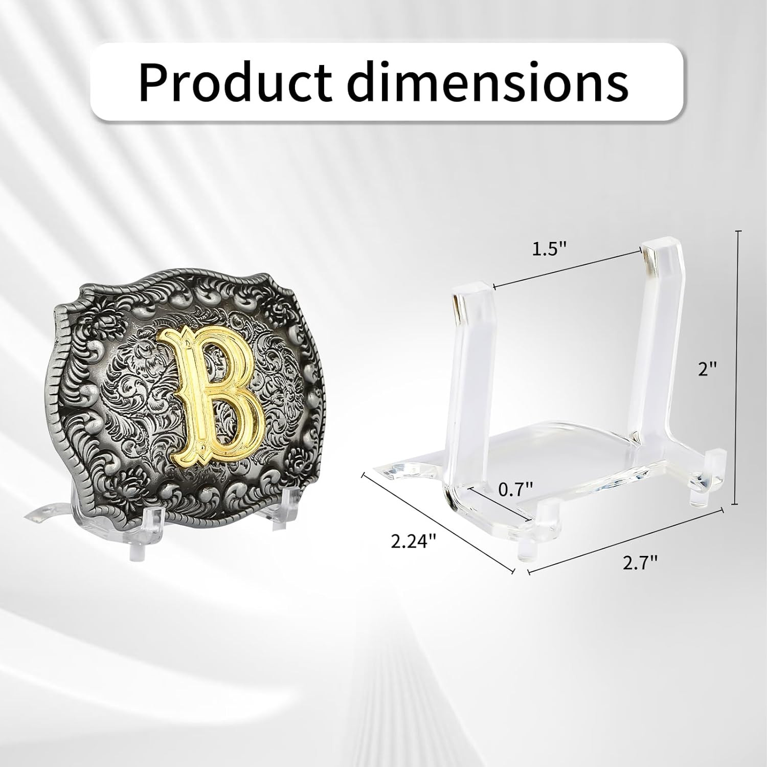 6-Pack Acrylic Belt Buckle Display Stand for Men, Women, Western, Cowboy, Silver