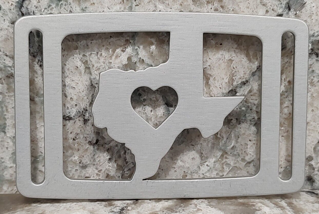 GRIP6 BELT BUCKLE – I LOVE TEXAS – SILVER GRANITE – 1.5 INCH WIDE