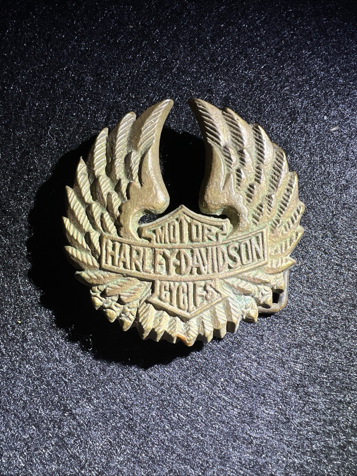 1970s vintage HARLEY DAVIDSON belt buckle SOLID BRASS motorcycle WINGS western
