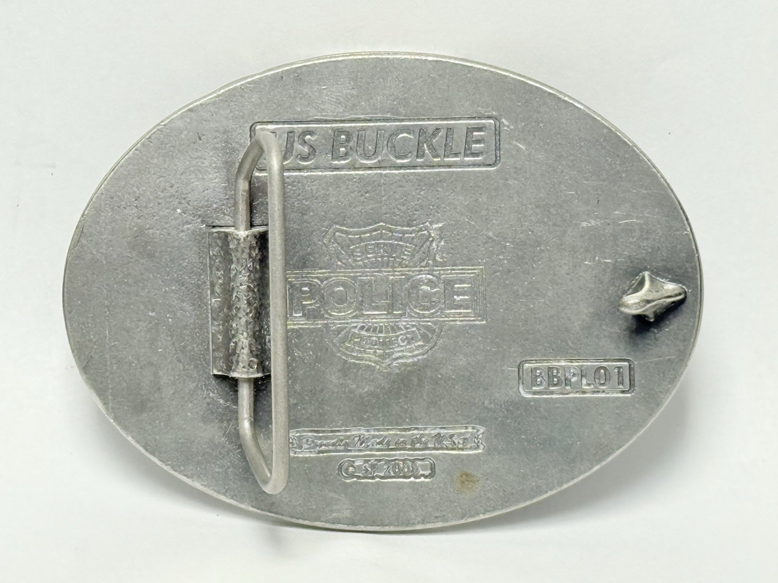 Police Serve and Protect Law Enforcement Metal Belt Buckle Silver Plated 2008