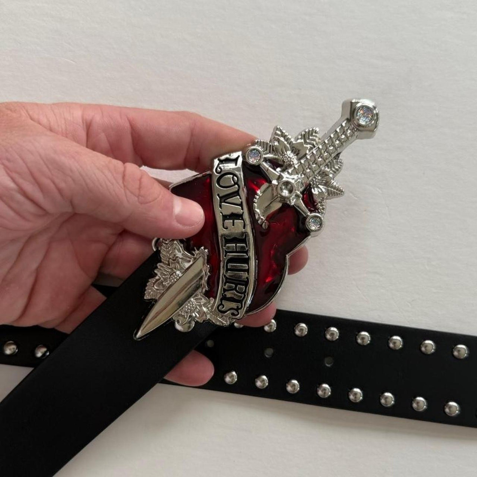2000s Love Hurts Vintage Belt Graphic Style Adjustable Fits 26-34 Unisex Fit
