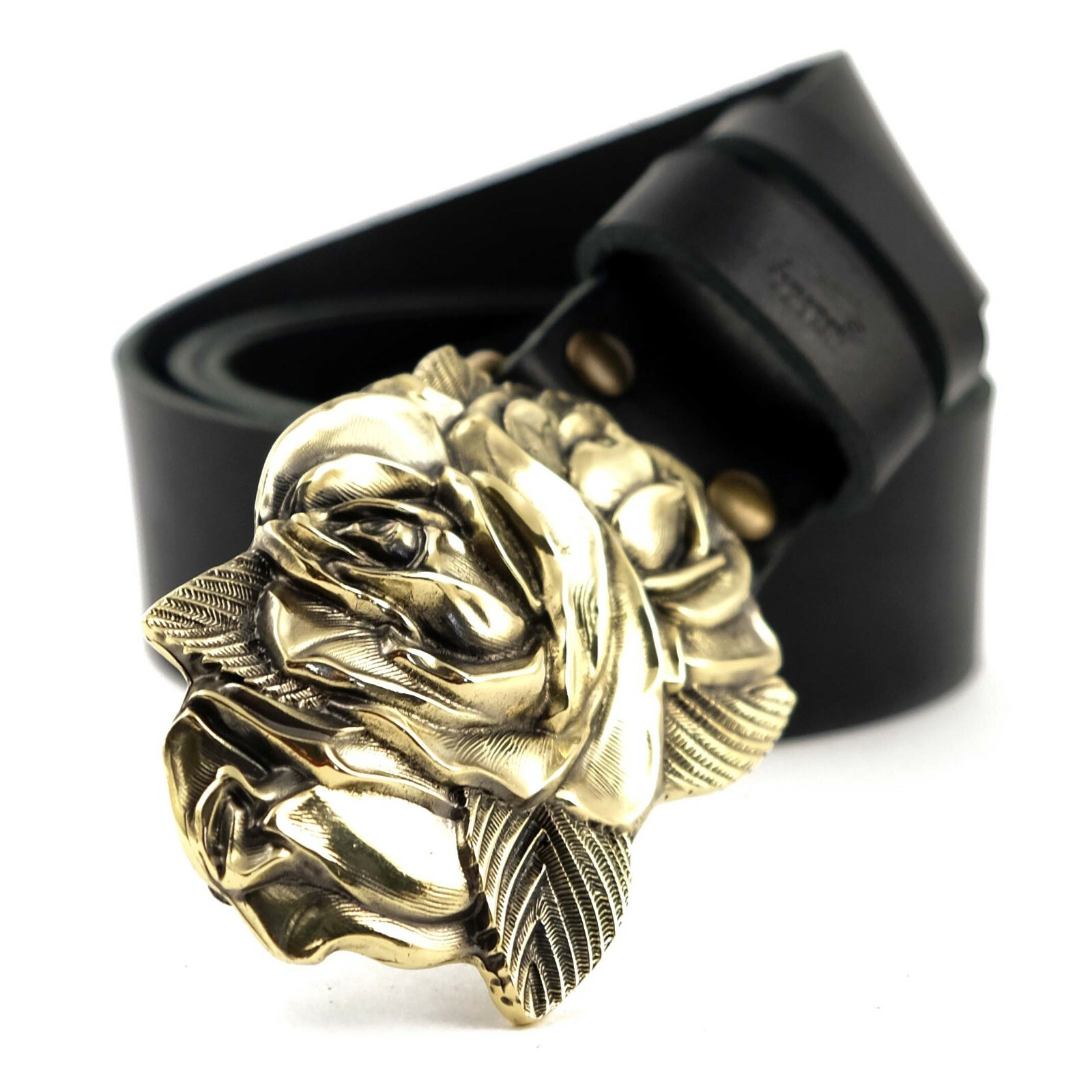 Belt buckle Rose American Beauty, Handmade brass flower women accessories,
