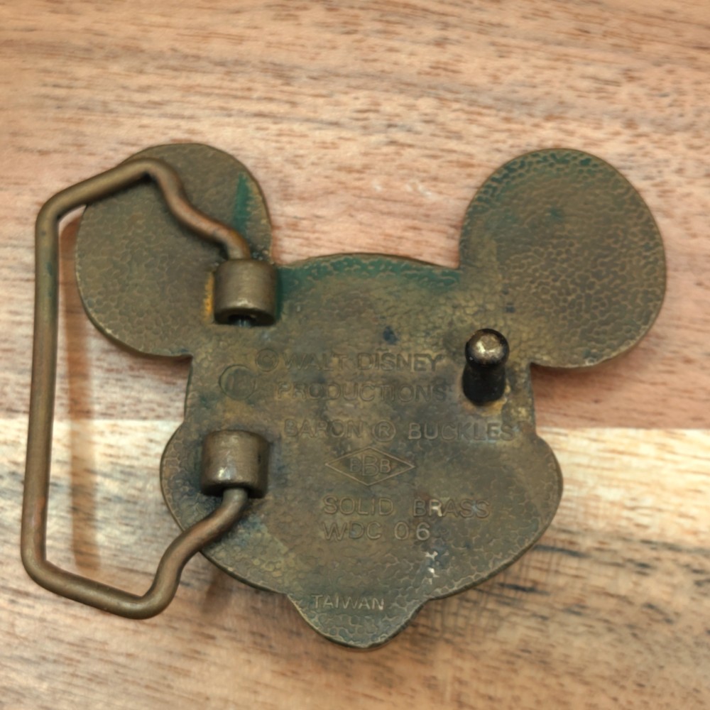 70s Baron Walt Disney Production Mickey Mouse Head Solid Brass Belt Buckle