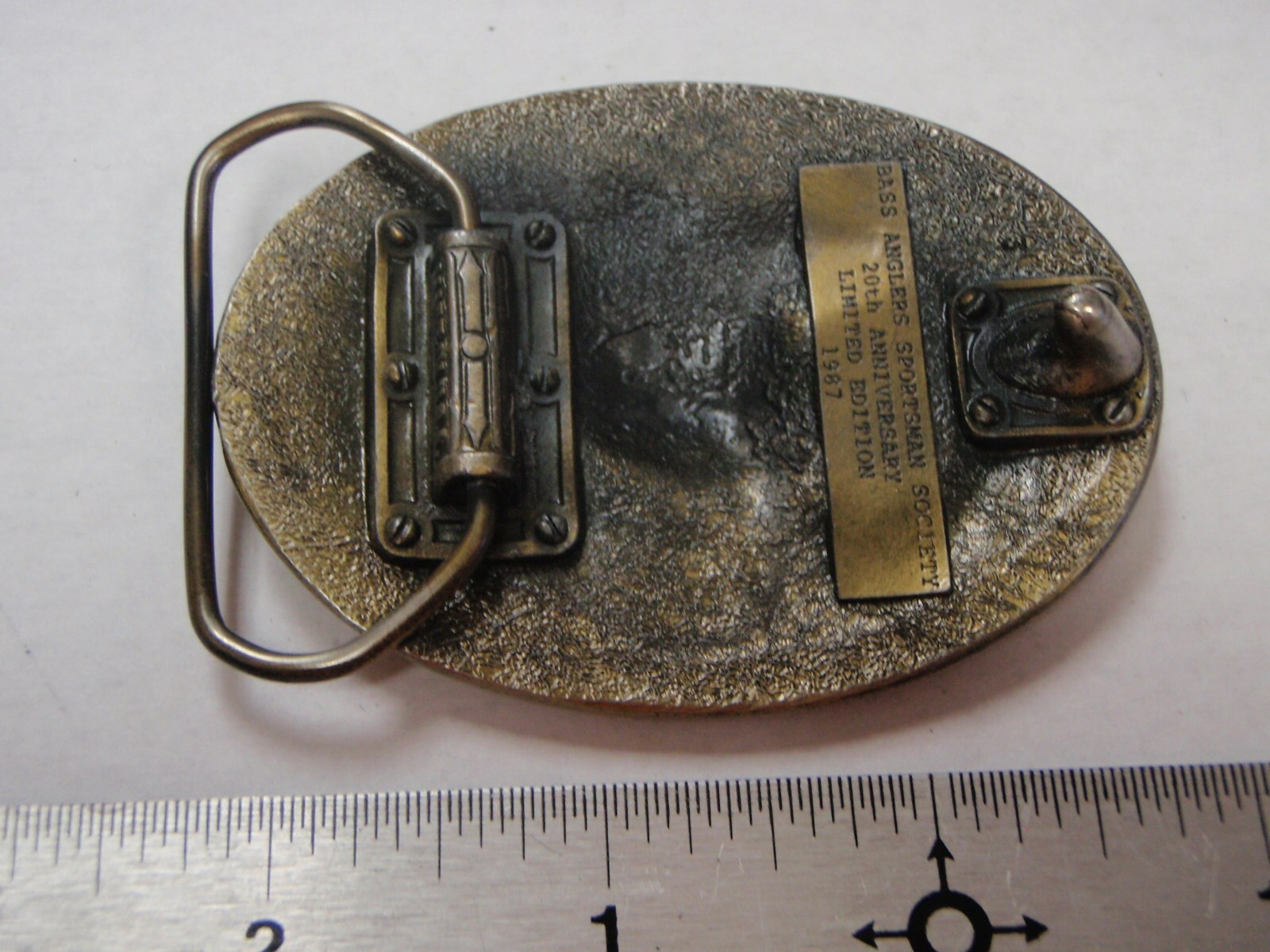 Bass Anglers Sportsman Society 20th Anniversary Belt Buckle Made in U.S.A. 1987