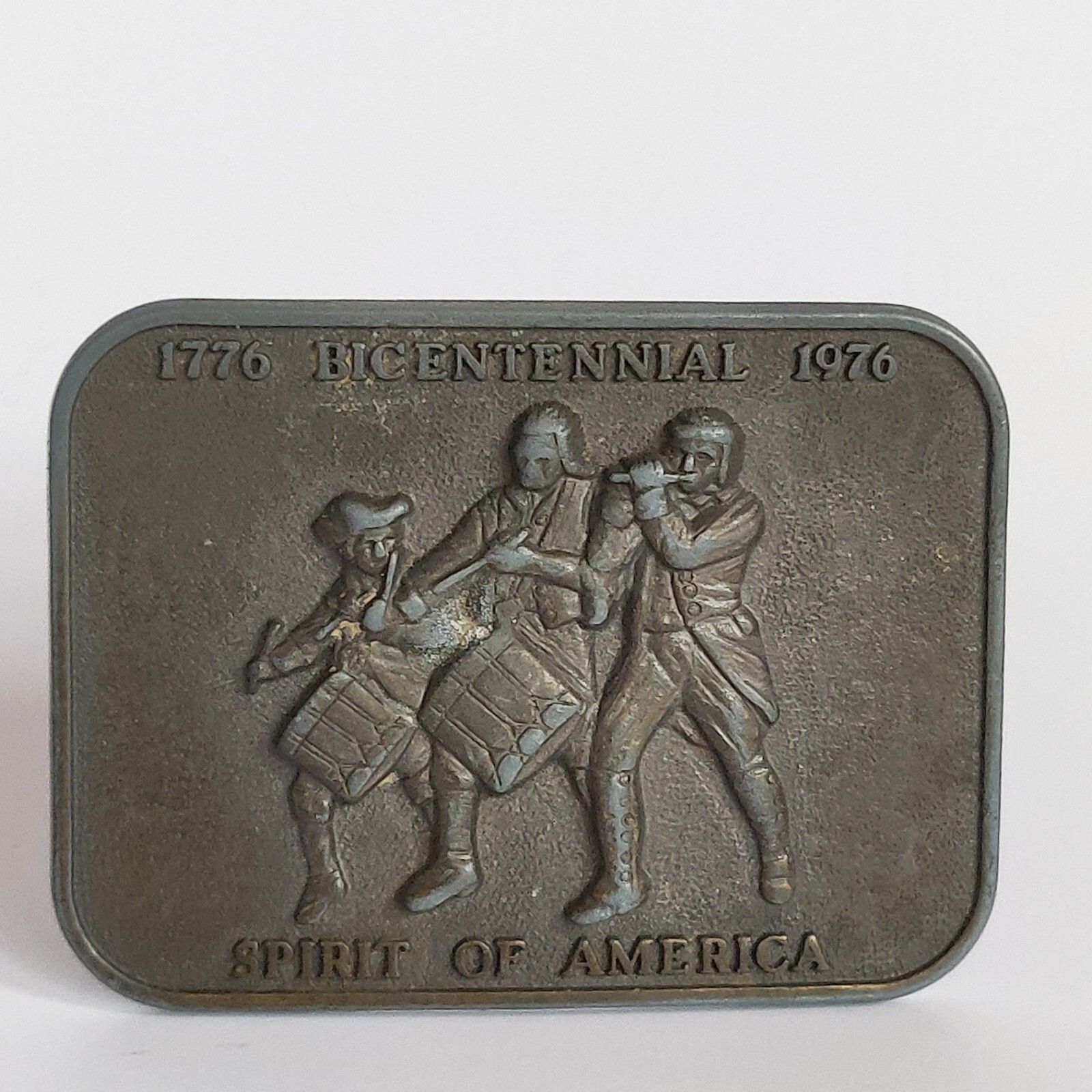 Vintage Bicentennial Metal Belt Buckle « Spirit of America » 1776 – 1976