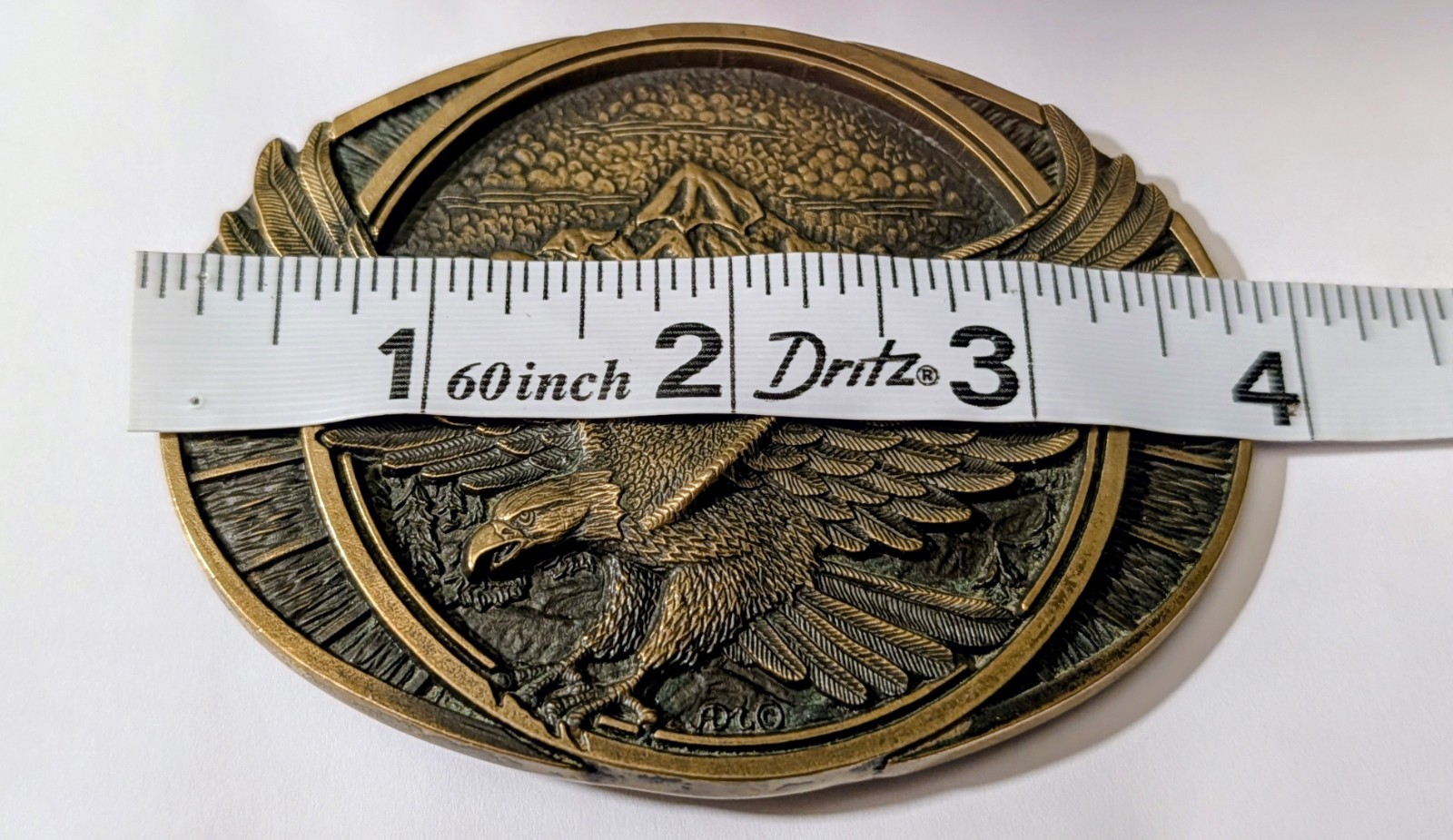 Vtg Montana Silversmiths Solid Brass Belt Buckle Eagle Mountain Low Serial 0146