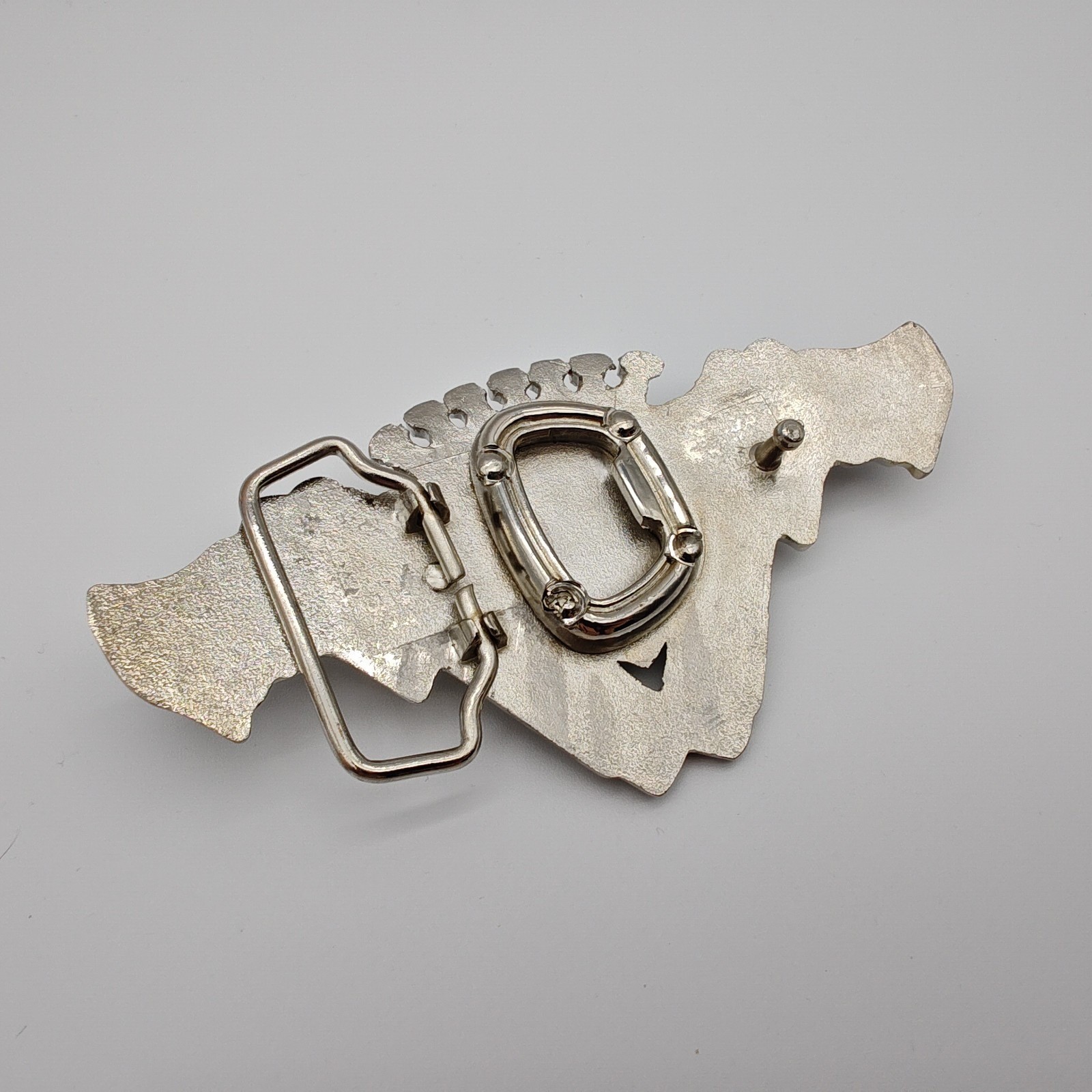 Western Outlaw Style Belt Buckle Crossed Revolvers Silver Tone Black Enamel