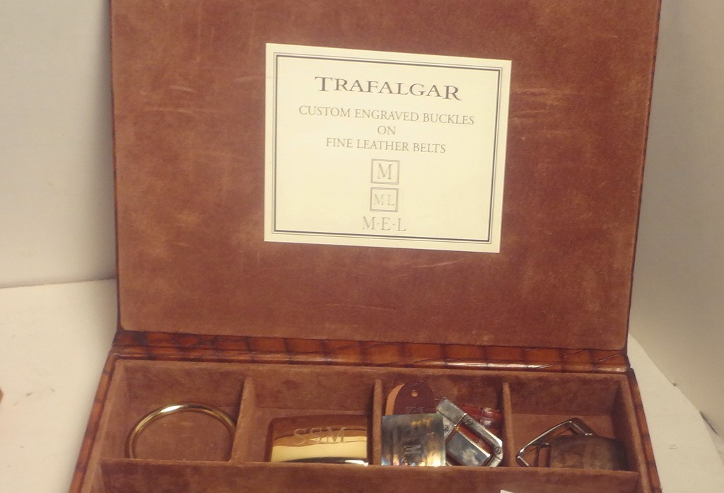 📌NOS TRAFALGAR fine YELLOW GOLD over STERLING SILVER BUCKLE- MONO « M » – $650.00