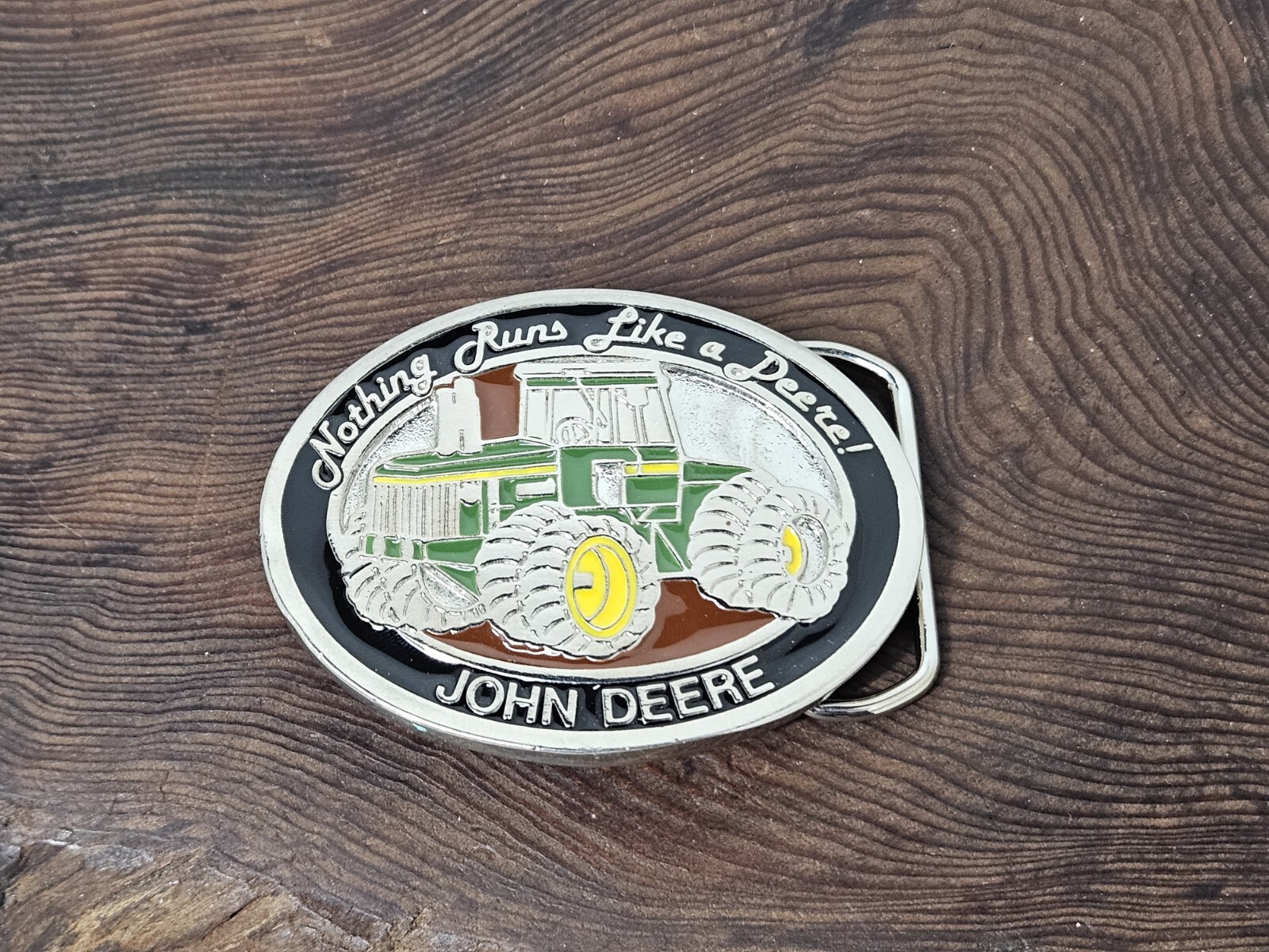 VINTAGE JOHN DEERE « NOTHING RUNS LIKE A DEERE! » METAL BELT BUCKLE