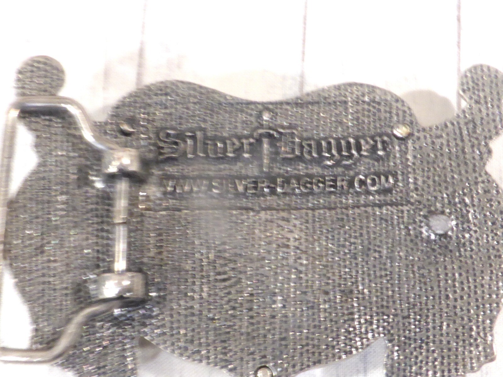 Silver Dagger Fleur De Lis Silvertone Belt Buckle with Black Crystals