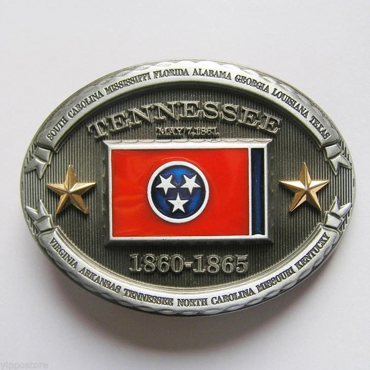 Tennessee TN State Flag Western Metal Belt Buckle