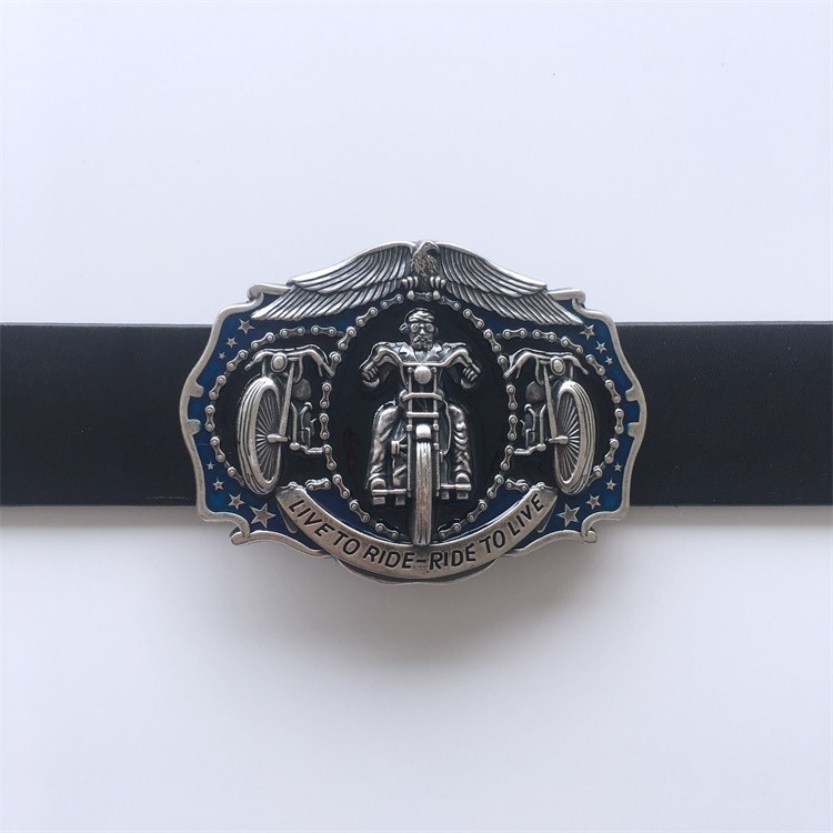 Western Men‘s Zinc alloy Leather Belt Buckle Plated Biker Rider shape Pattern