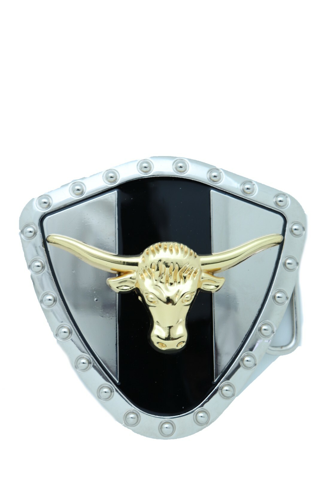 Men Silver Metal Western Belt Buckle Texas Lone Horn Cow Shiny Gold Color Bull