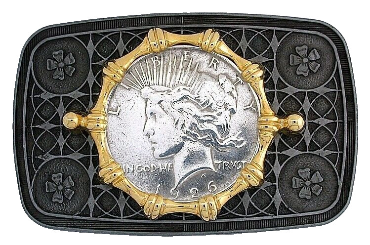 1926 Peace Silver Dollar Pewter Silver Gold Color Belt Buckle EPBB257/8524