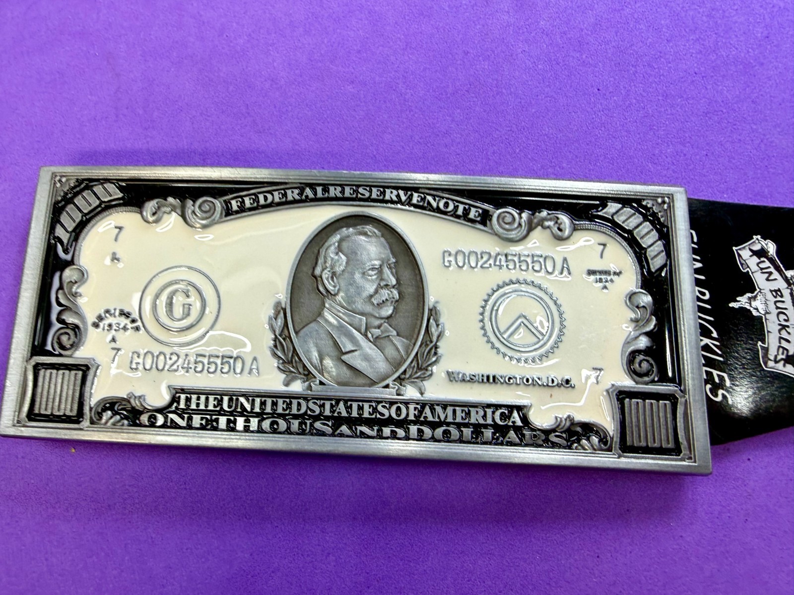 $1,000 US Dollar Federal Reserve Note The United States of America Belt Buckle