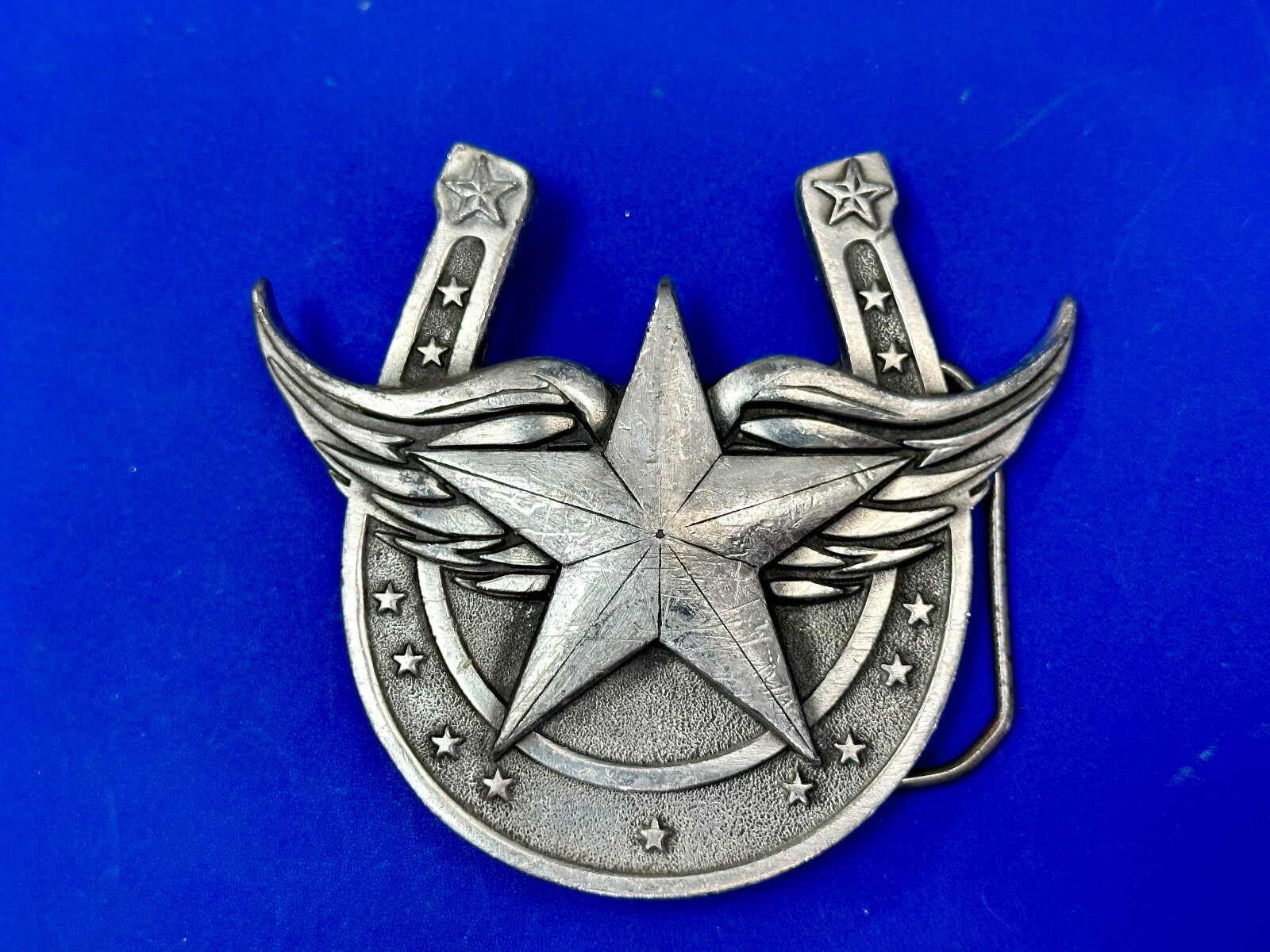 Lucky Star In Horseshoe Vintage 2004 Cutout Great American Products Belt Buckle