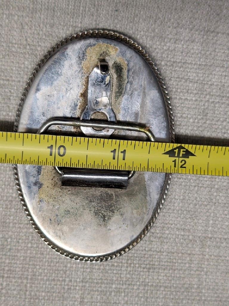 vintage DEER belt buckle INCOLAY STONE buck WESTERN cowboy NATURE hunting