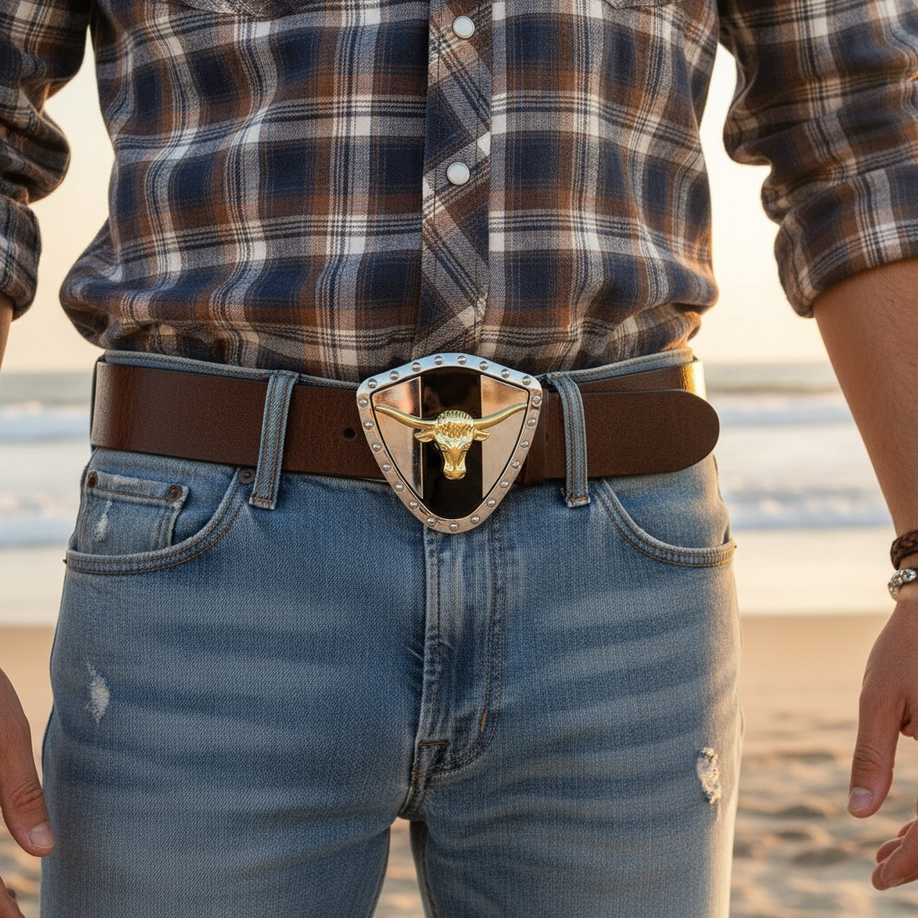 Men Women Silver Metal Western Fashion Buckle Texas Lone Horn Cow Bull Dressy