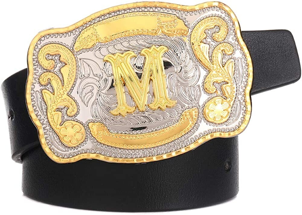 INITIAL (M) BELT BUCKLE LETTER COWBOY WESTERN RODEO TEXAS STAR HUGE BIG MEN USA