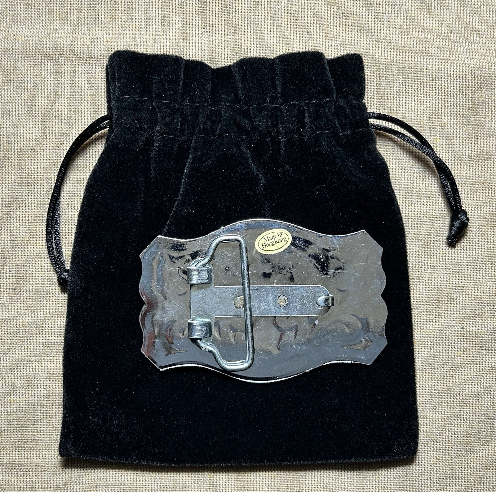 Western Horse Belt Buckle Silver Tone Engraved Cowboy Rodeo 1.5” Strap