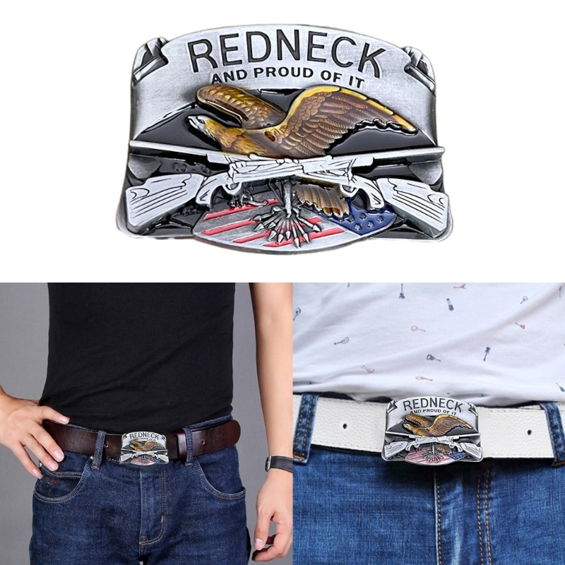 Vintage Carved Guns&Eagle Pattern Belt Buckle for Adult Waist Belt Unisex