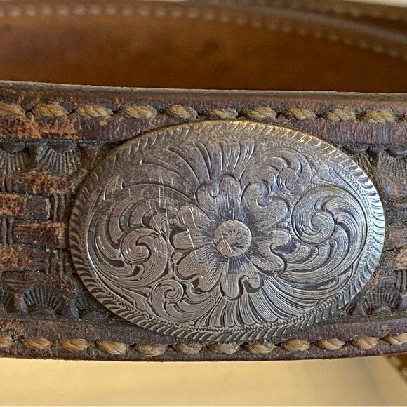 RARE Sunset Trails Sterling Silver & 10k Gold Engraved CONCHO Ranger Belt Buckle