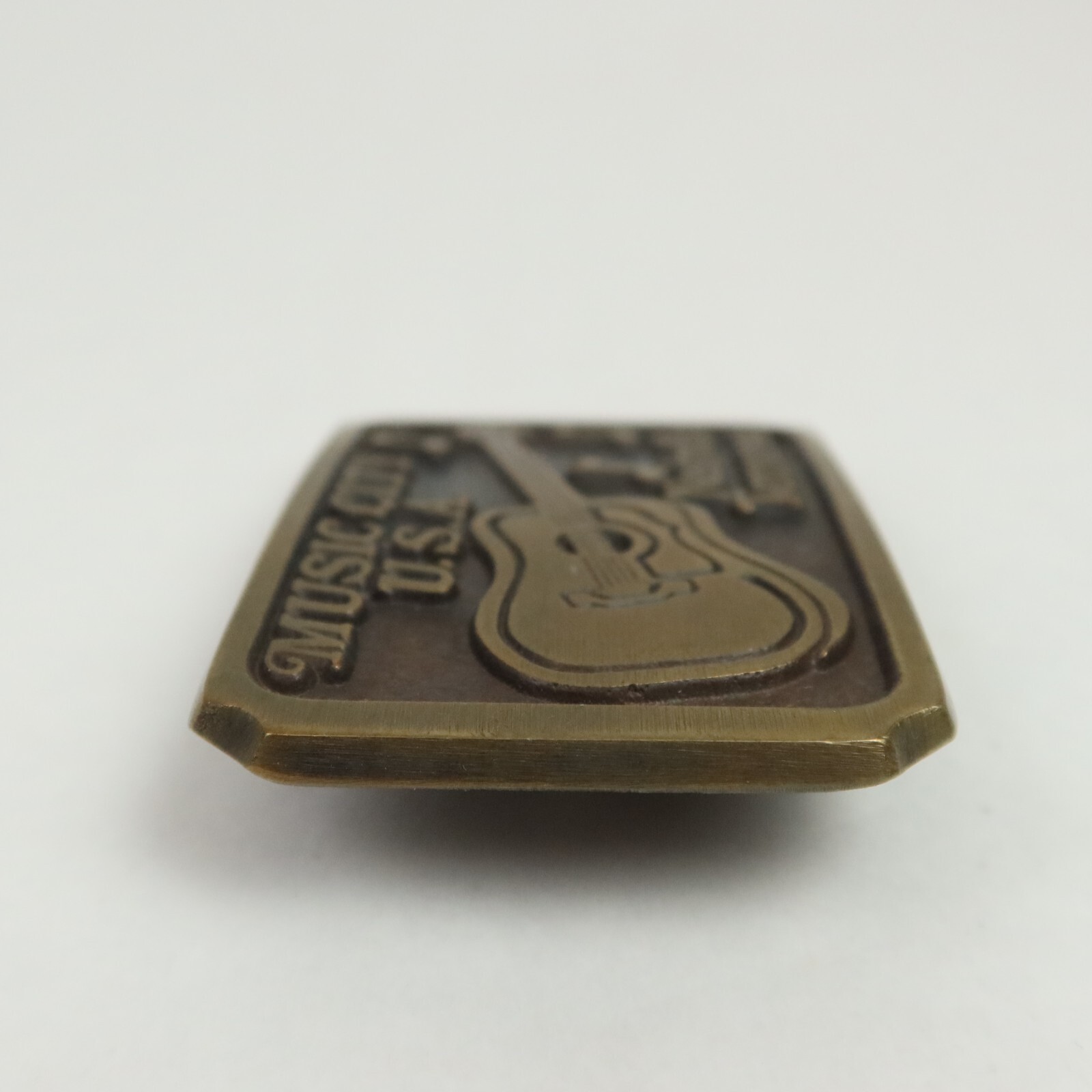 Vintage Nashville Tennessee Music City USA Belt Buckle Guitar Music Notes Brass
