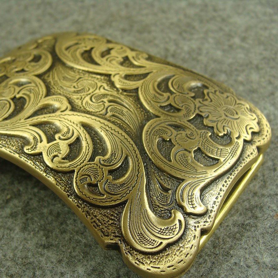 Heavy duty Brass “ Floral ” Belt Buckles For 1.5&Prime; Plate Pin western Buckle Z168
